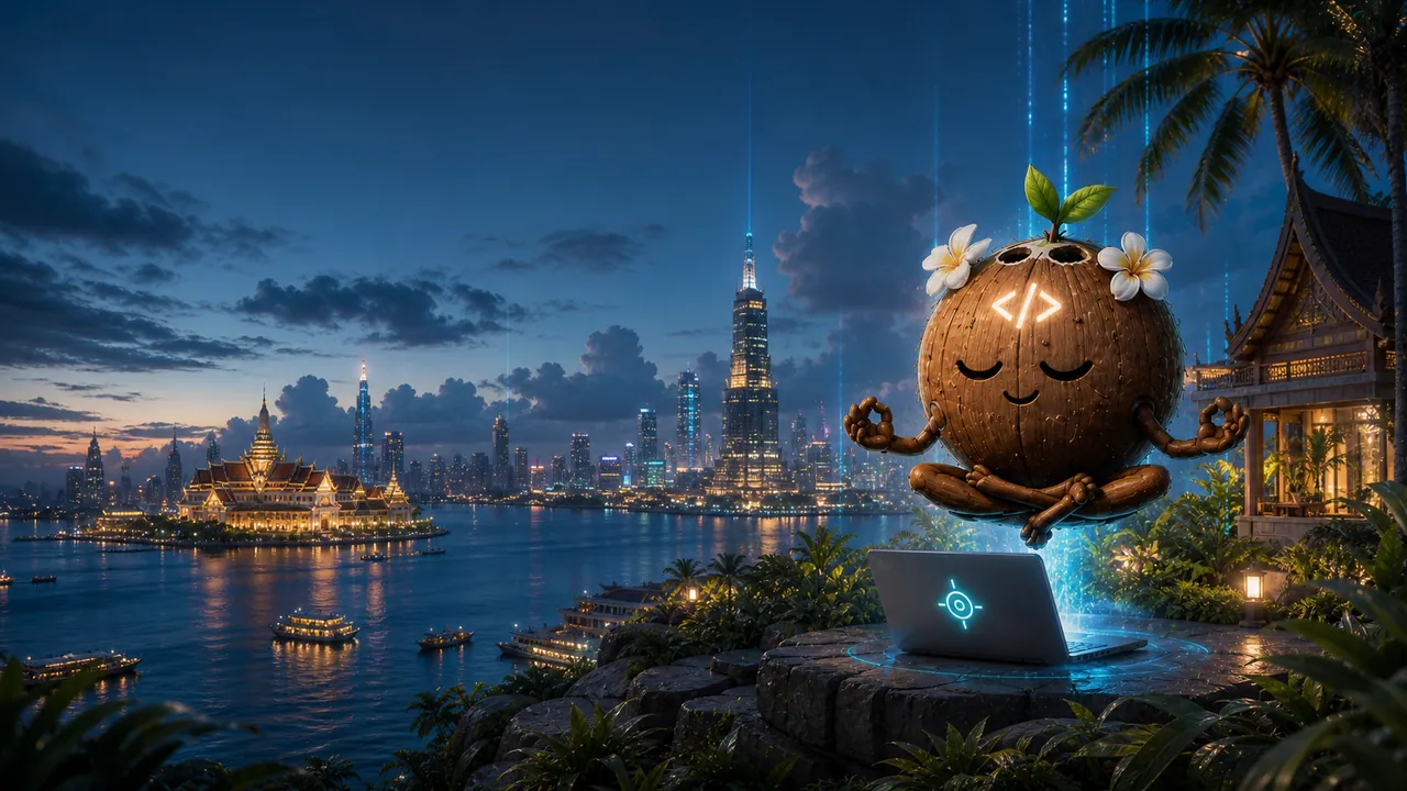 Water city in a cinematic future Thailand